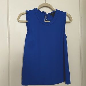 J Crew Blue Ruffle Trim Top Size 00